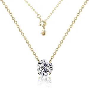 Raneecoco STUNNING FLAME 1.0-3.0 Carat Sterling Silver Cubic Zirconia Necklace for Women | 1 ct Simulated Diamond | Round CZ Solitaire Gold Pated Dainty Pendant Necklace, 40 5cm Chain