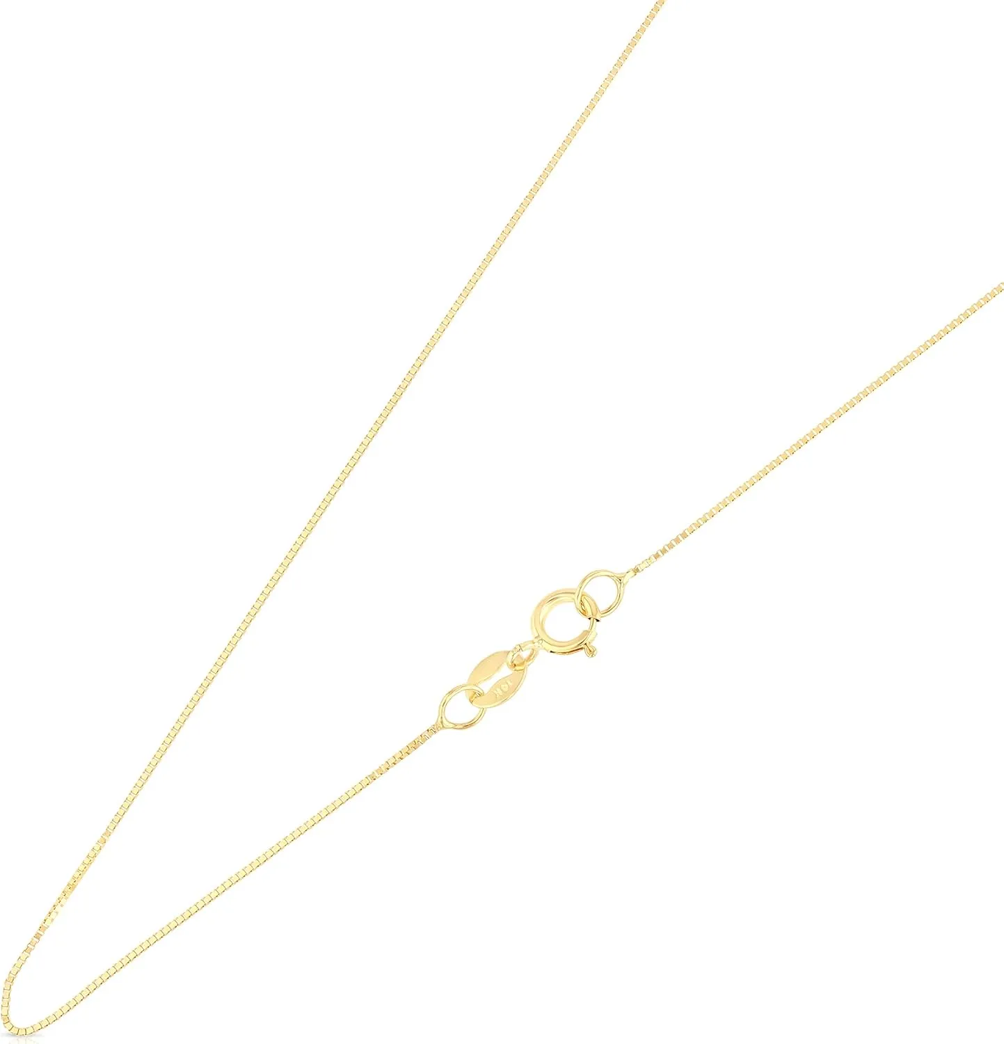 REAL Solid 14K Gold 0.5mm Box Chain Necklace for Women with Spring Ring Clasp