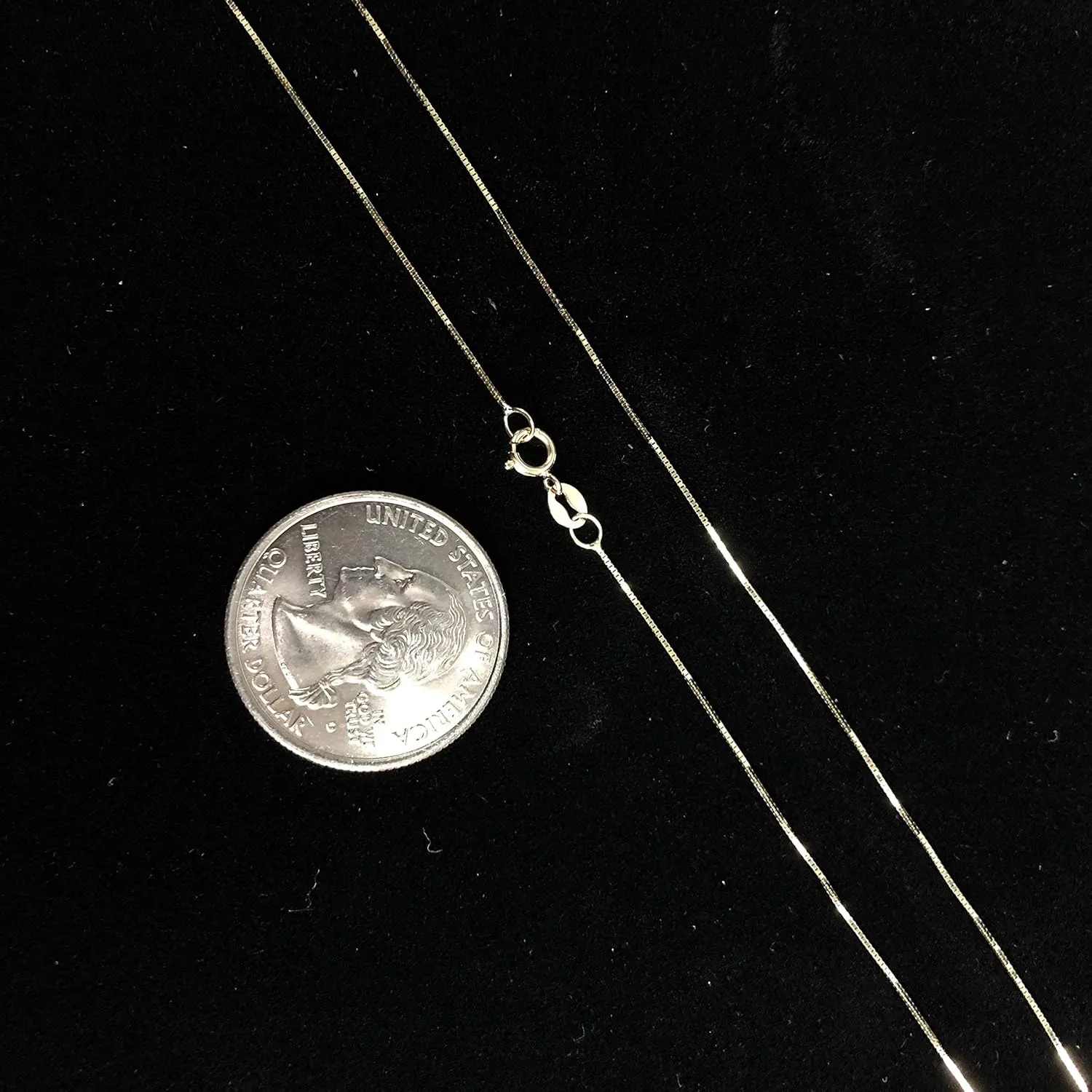 REAL Solid 14K Gold 0.5mm Box Chain Necklace for Women with Spring Ring Clasp