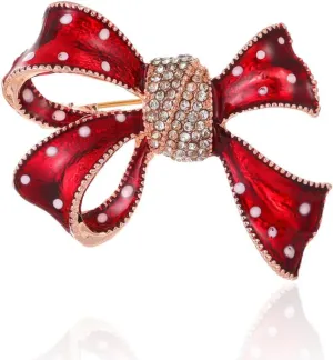 Red Bow Knot Brooch Pin for Women Girls Christmas Lapel Pins Corsage Badge Pin Butterfly Brooches Accessories Jewelry for Cloth Hat Tie