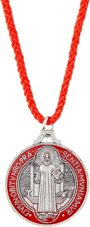 Red St.Benedict Pendant, Patron Saint Jewelry Accessory, Religious Keepsake Gifts, 26 Inches