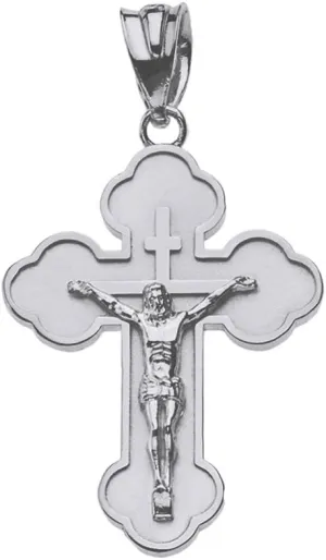 Religious Jewelry 925 Sterling Silver Eastern Orthodox Cross Crucifix Pendant (Small)