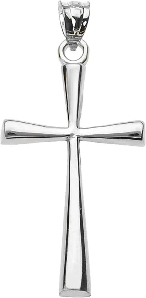 Religious Jewelry .925 Sterling Silver Simple Classic Flared Cross Pendant - Choice of Size