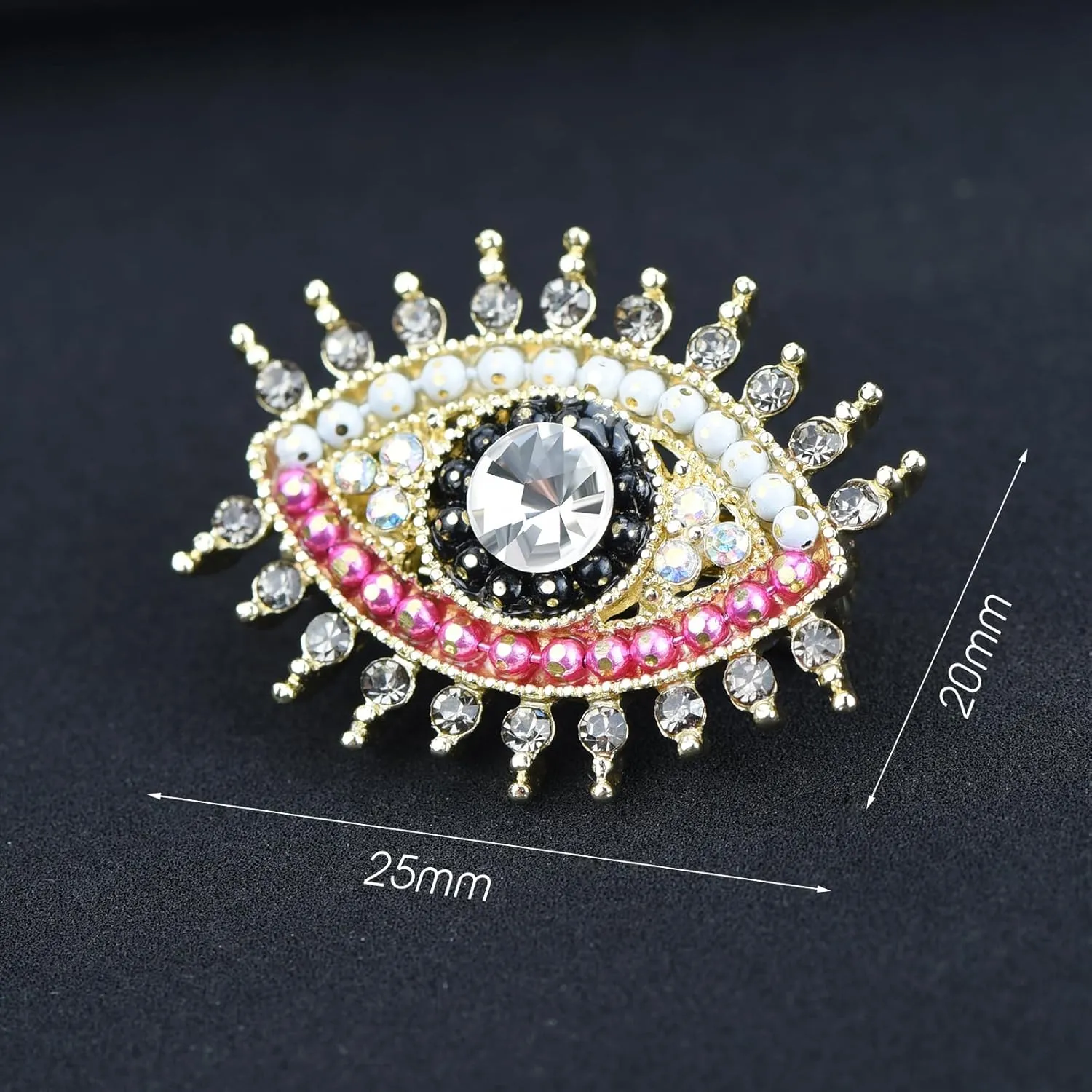Retro Evil Eye Brooch Fashion Unique Crystal Pearl Abstract Eyes Brooches Pin Badge for Women Bridal Jewelry Gift