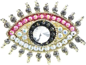 Retro Evil Eye Brooch Fashion Unique Crystal Pearl Abstract Eyes Brooches Pin Badge for Women Bridal Jewelry Gift