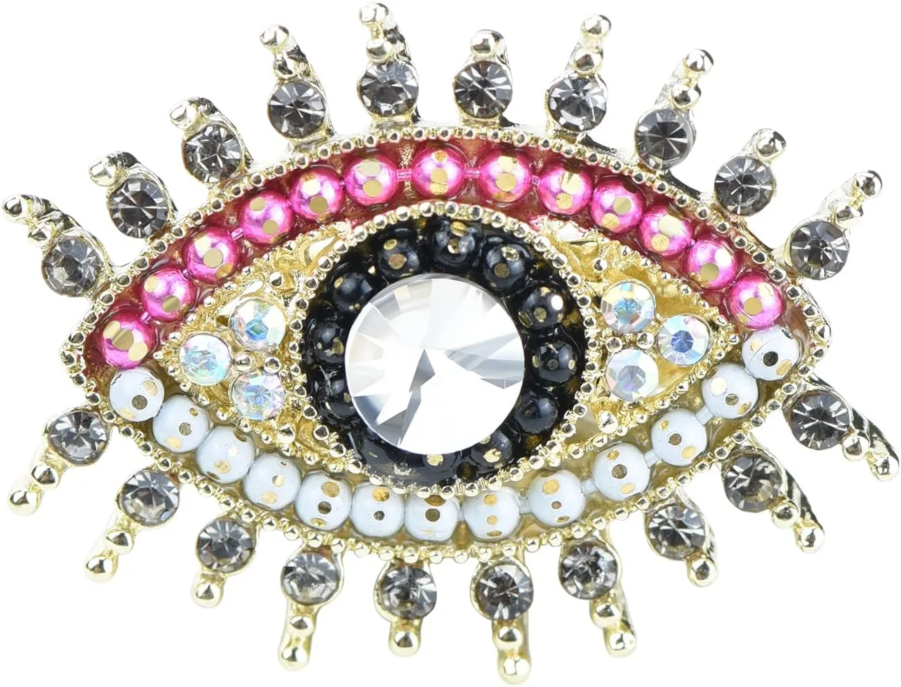 Retro Evil Eye Brooch Fashion Unique Crystal Pearl Abstract Eyes Brooches Pin Badge for Women Bridal Jewelry Gift