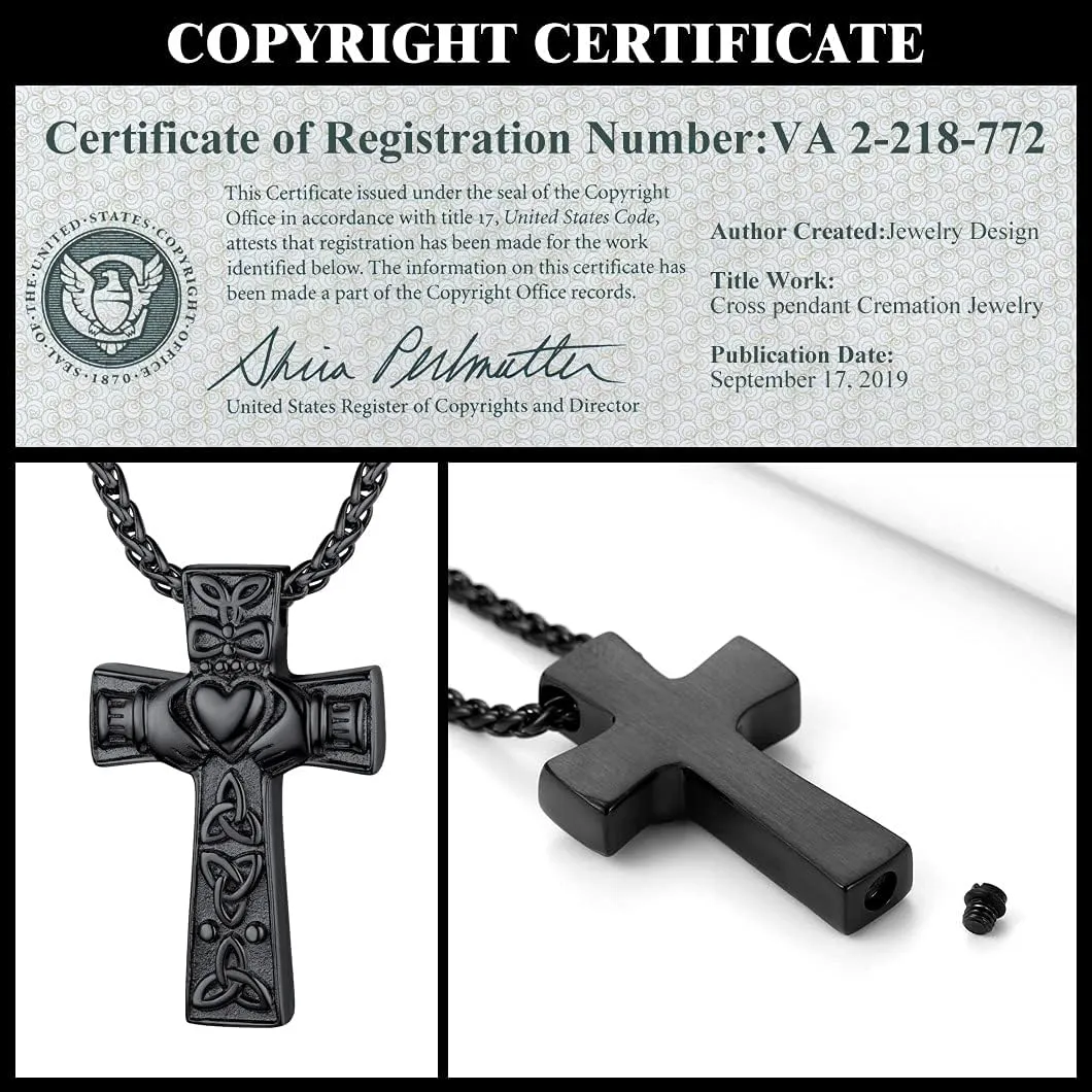 Richsteel Urn Necklaces for Ashes for Women Men Cremation Pendant Necklace for Ashes Dog/Cross Stainless Steel Memorial Jewelry