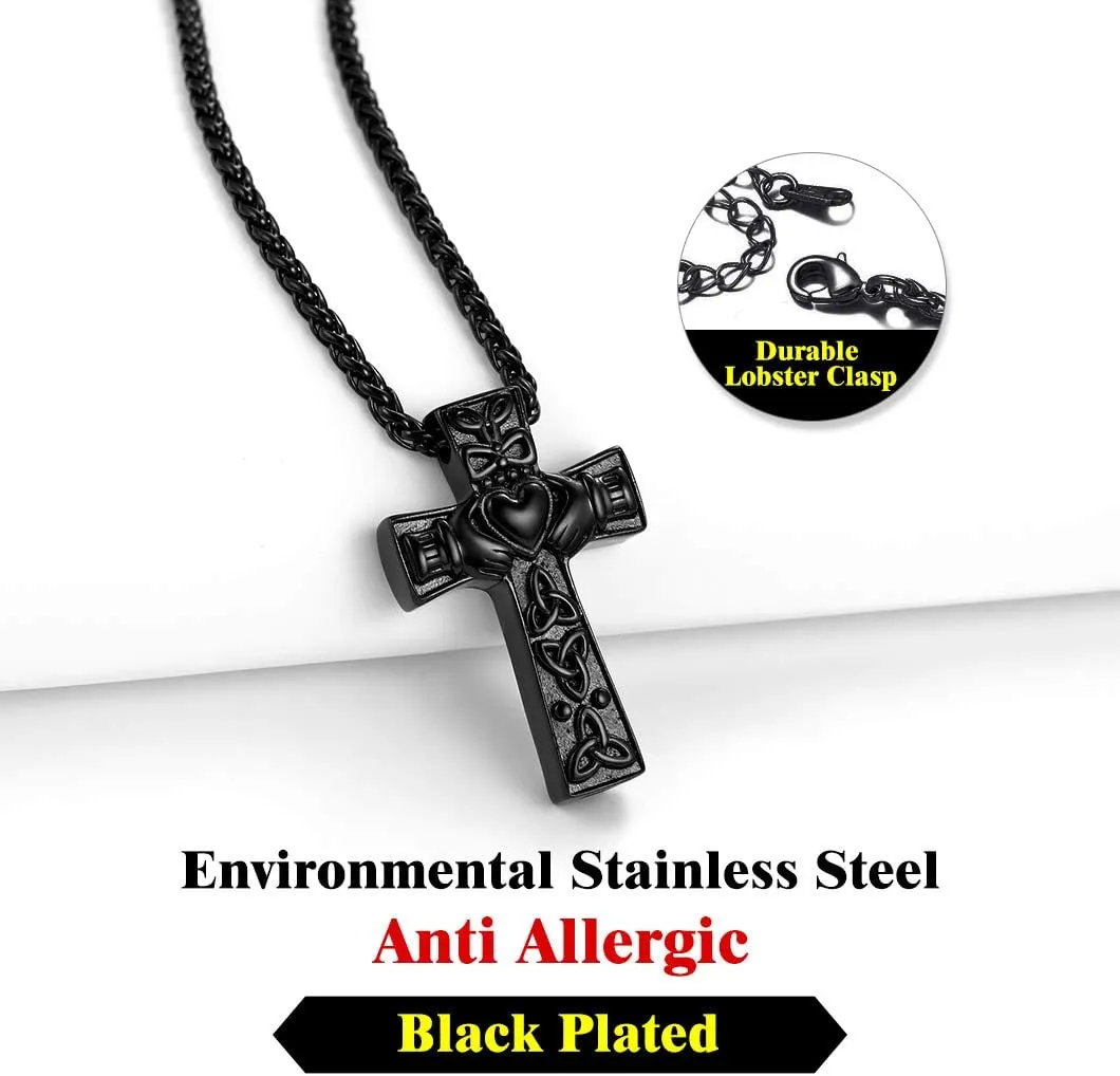 Richsteel Urn Necklaces for Ashes for Women Men Cremation Pendant Necklace for Ashes Dog/Cross Stainless Steel Memorial Jewelry