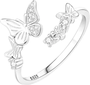 Rings for Women, 925 Sterling Silver 18k Gold Plated Rings, Adjustable Promise Open Crystal Ring for Women Men Couple Wedding Engagement Jewelry Gifts