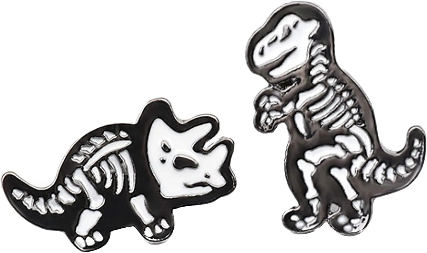 ROFARSO Dinosaur Skeleton Enamel Lapel Pin Set Cute Animal Pin, Accessory for Backpacks Clothing Bags Hats Shirts (2pics pin set)