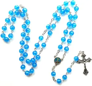 Rosary Beads Luminous Necklace Religious Virgin Prayer Gift Glow in The Dark Jesus Christ Cross Necklaces for Women Men Jewelry Dainty Rosary Necklace for Women