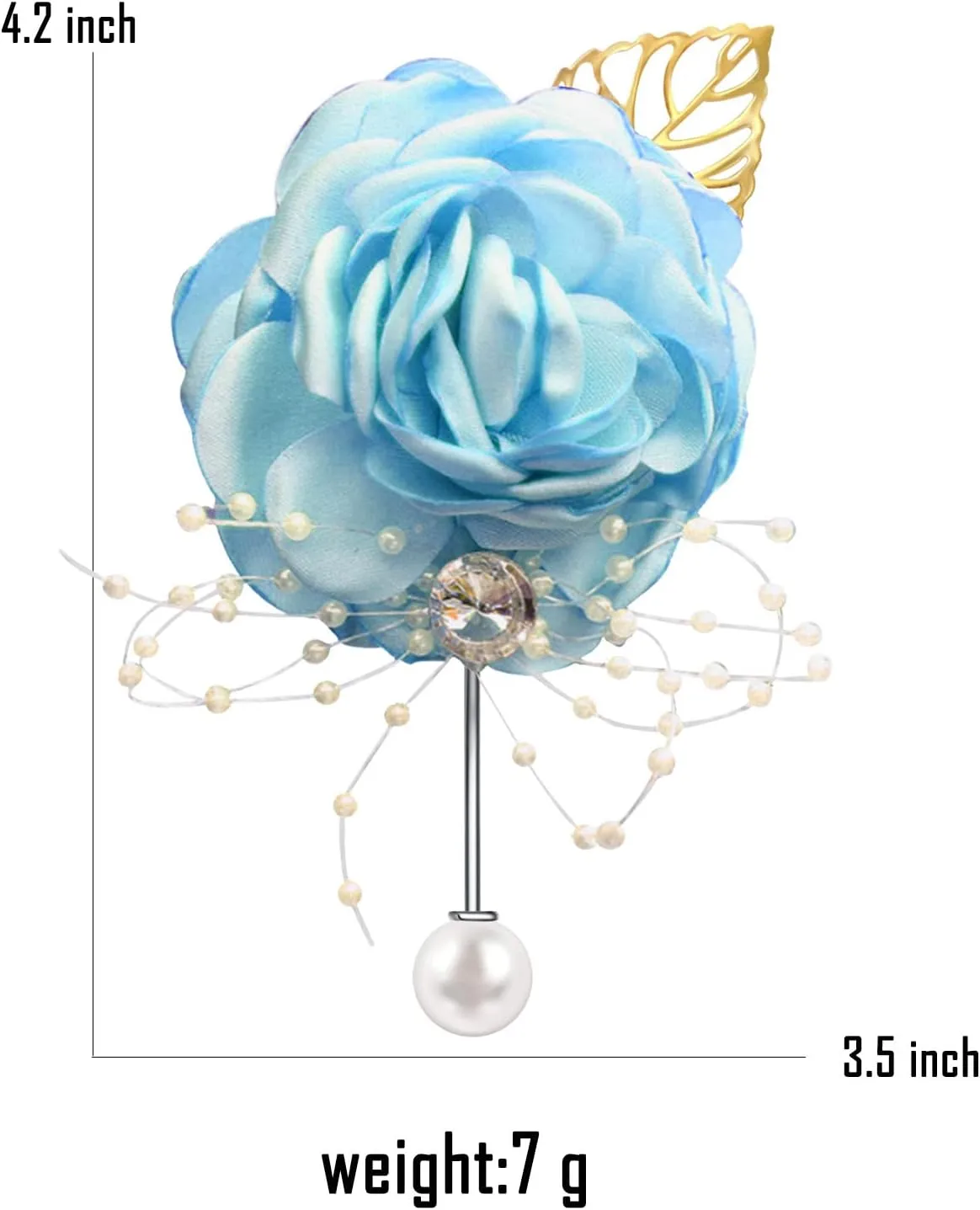 Rose Flower Wedding Brooches Cloth Art Floral Leaf Suit Shirt Lapel Brooch Pin Fashion Jewelry Boutonniere for Men Women Gold Plated