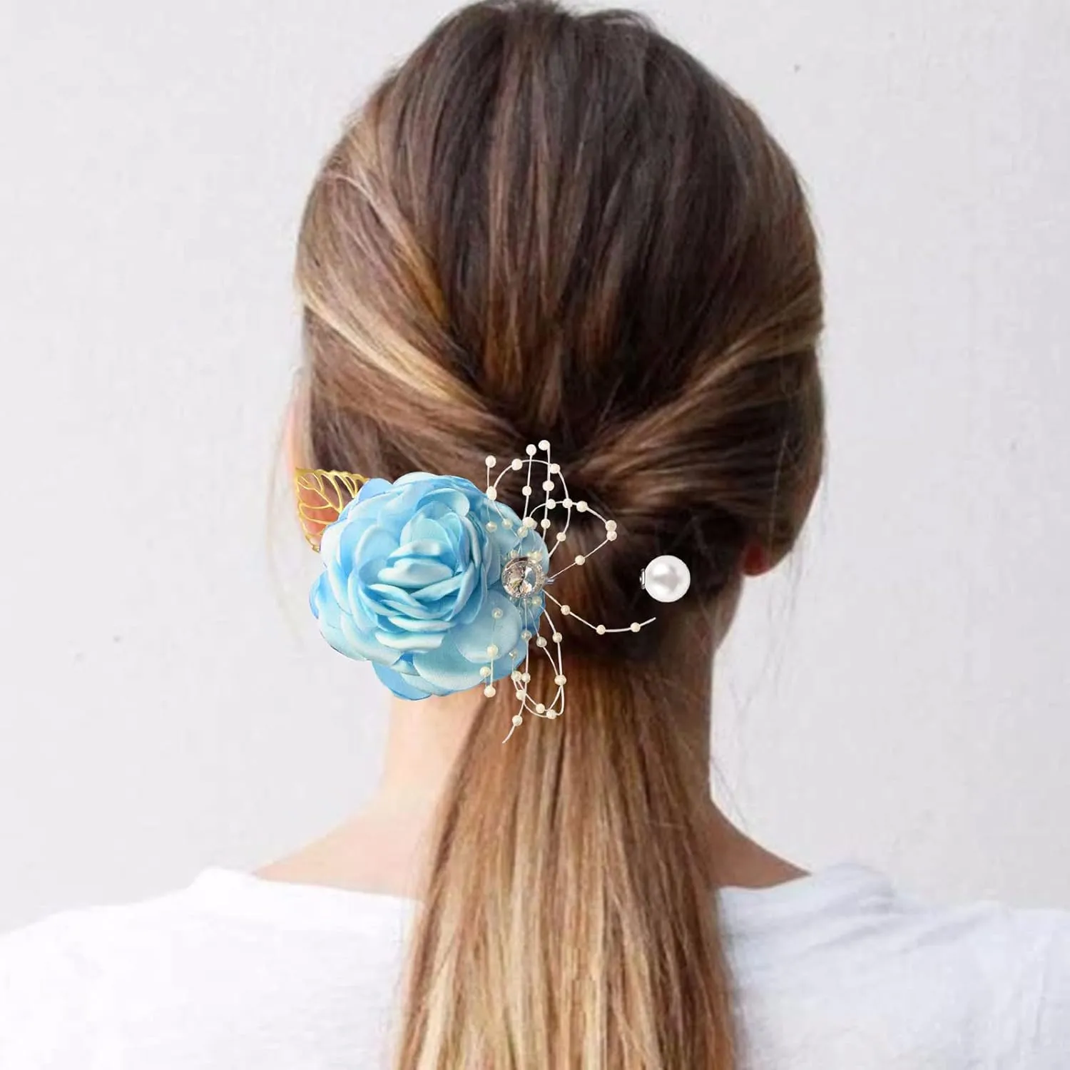 Rose Flower Wedding Brooches Cloth Art Floral Leaf Suit Shirt Lapel Brooch Pin Fashion Jewelry Boutonniere for Men Women Gold Plated