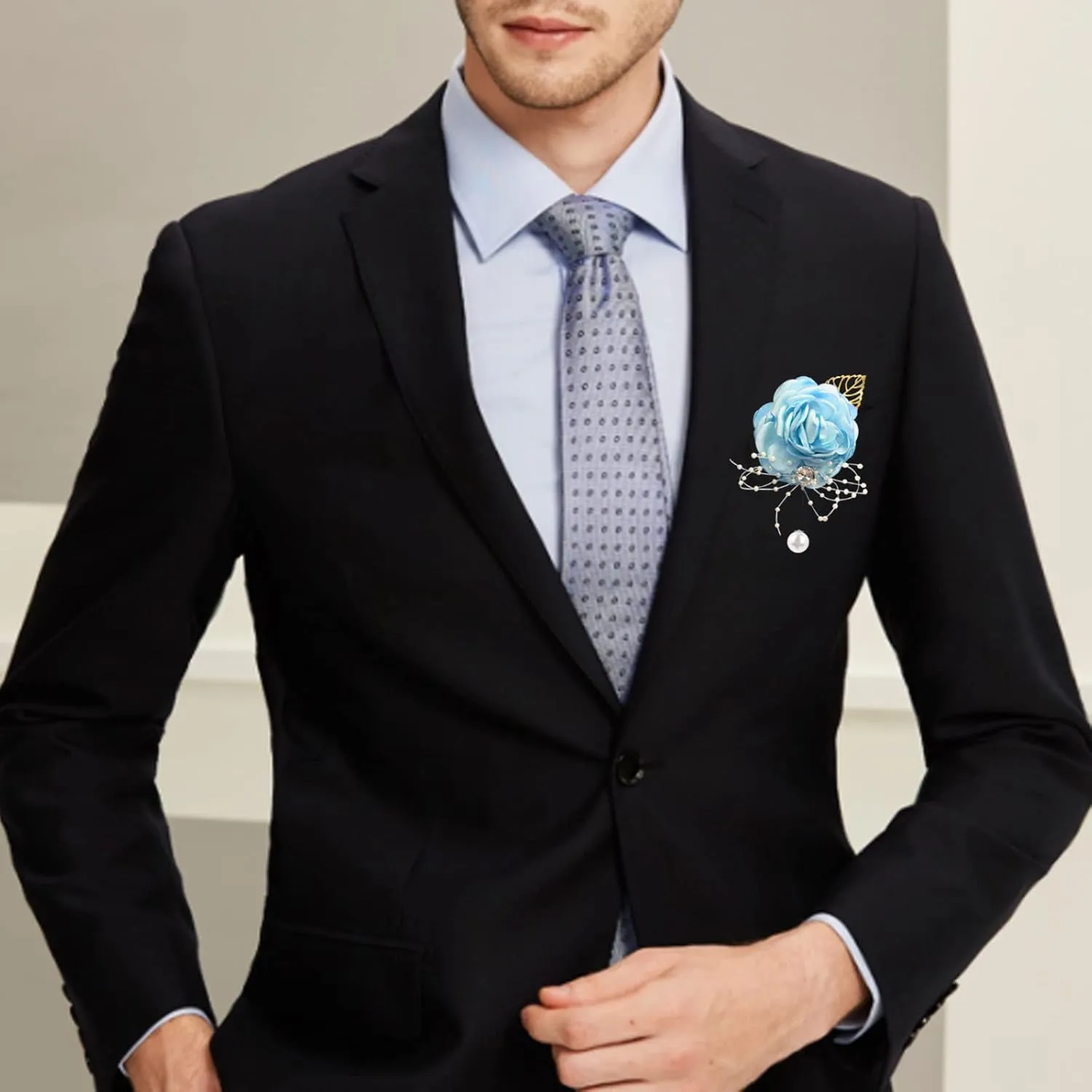 Rose Flower Wedding Brooches Cloth Art Floral Leaf Suit Shirt Lapel Brooch Pin Fashion Jewelry Boutonniere for Men Women Gold Plated