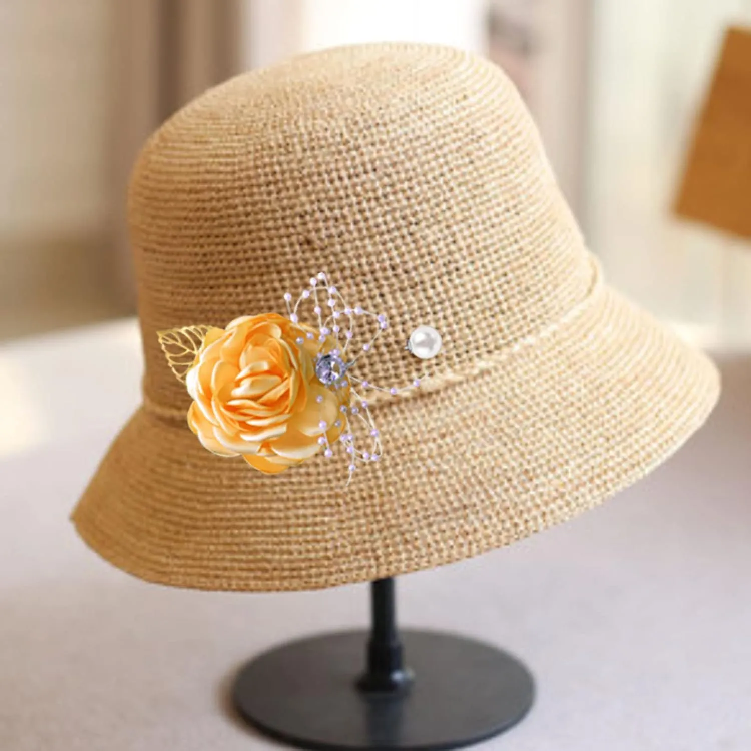 Rose Flower Wedding Brooches Cloth Art Floral Leaf Suit Shirt Lapel Brooch Pin Fashion Jewelry Boutonniere for Men Women Gold Plated