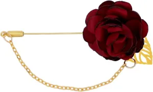Rose Flower Wedding Brooches Cloth Art Floral Leaf Suit Shirt Lapel Brooch Pin Fashion Jewelry Boutonniere for Men Women Gold Plated