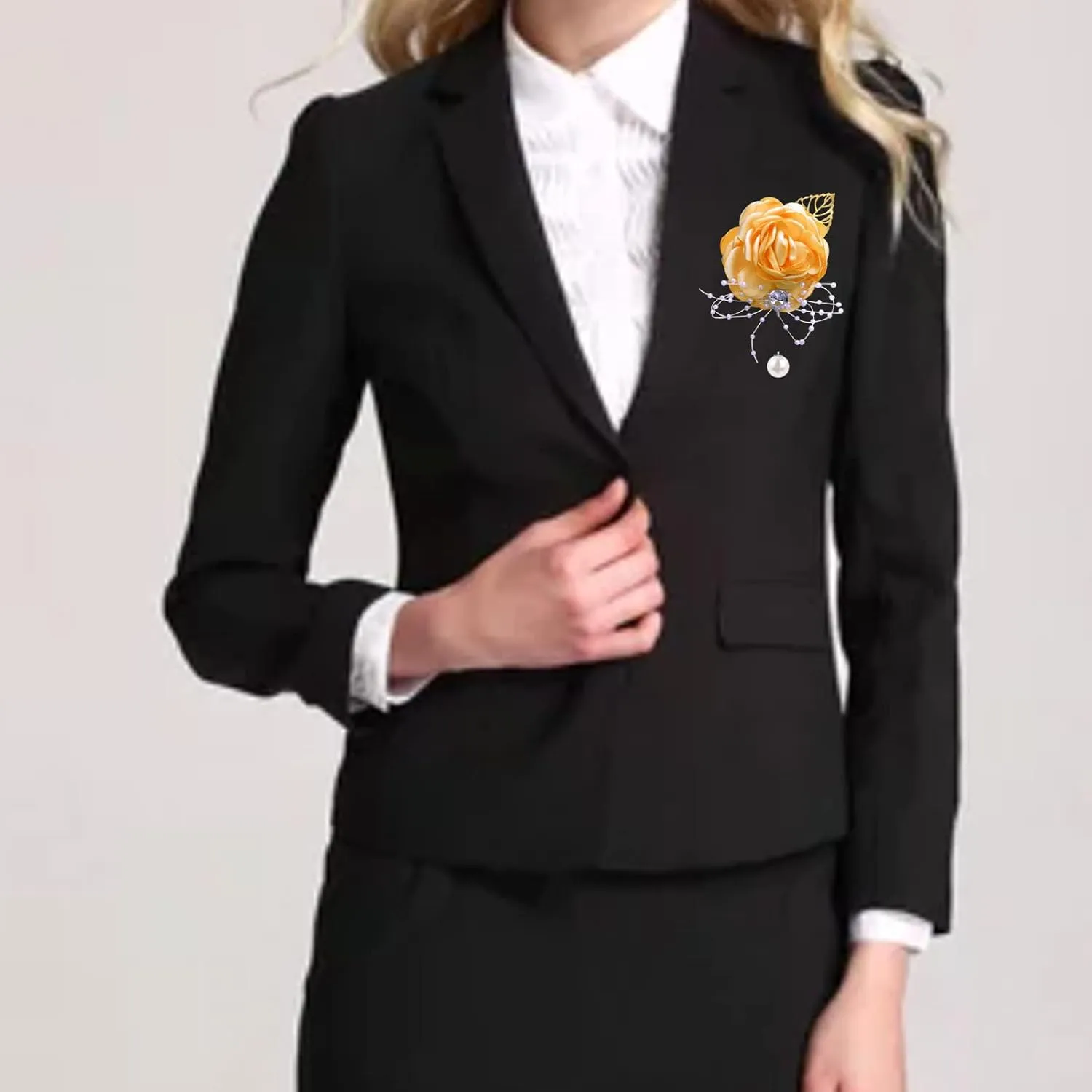 Rose Flower Wedding Brooches Cloth Art Floral Leaf Suit Shirt Lapel Brooch Pin Fashion Jewelry Boutonniere for Men Women Gold Plated