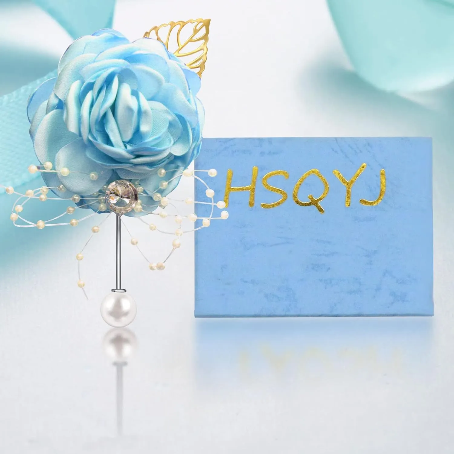 Rose Flower Wedding Brooches Cloth Art Floral Leaf Suit Shirt Lapel Brooch Pin Fashion Jewelry Boutonniere for Men Women Gold Plated