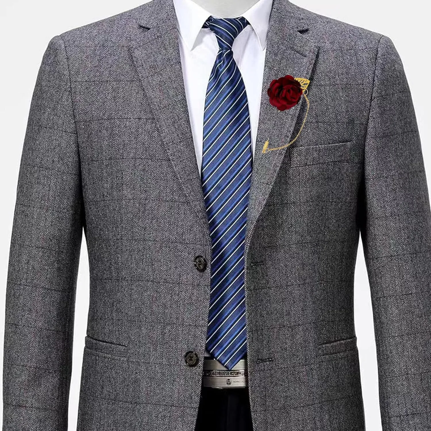Rose Flower Wedding Brooches Cloth Art Floral Leaf Suit Shirt Lapel Brooch Pin Fashion Jewelry Boutonniere for Men Women Gold Plated
