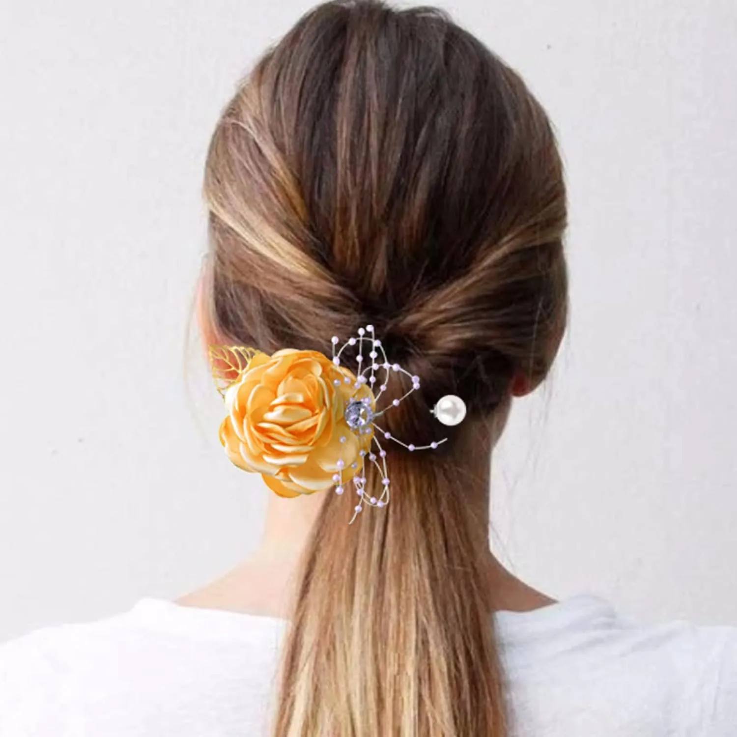 Rose Flower Wedding Brooches Cloth Art Floral Leaf Suit Shirt Lapel Brooch Pin Fashion Jewelry Boutonniere for Men Women Gold Plated