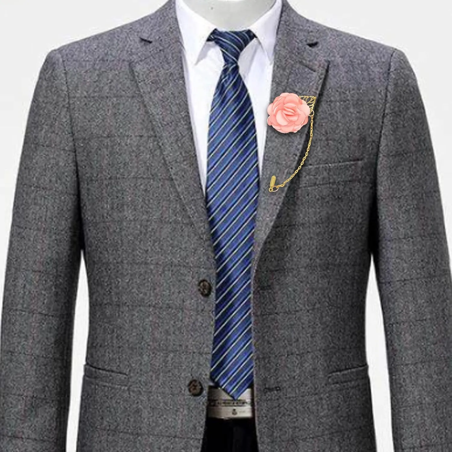 Rose Flower Wedding Brooches Cloth Art Floral Leaf Suit Shirt Lapel Brooch Pin Fashion Jewelry Boutonniere for Men Women Gold Plated