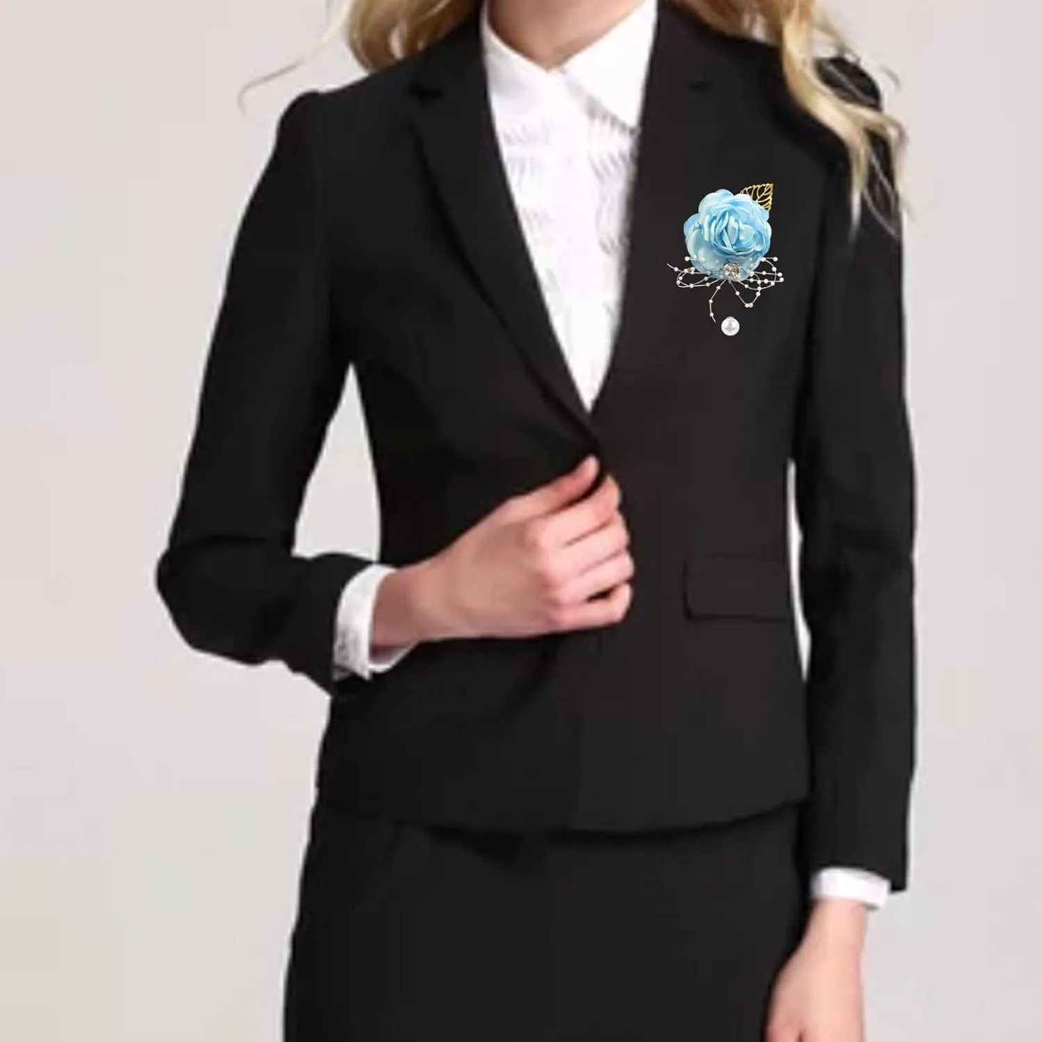 Rose Flower Wedding Brooches Cloth Art Floral Leaf Suit Shirt Lapel Brooch Pin Fashion Jewelry Boutonniere for Men Women Gold Plated
