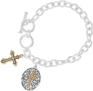 Rosemarie's Religious Gifts Women's Inspirational Religious Charms Toggle Clasp Bracelet, 7.5"-8"
