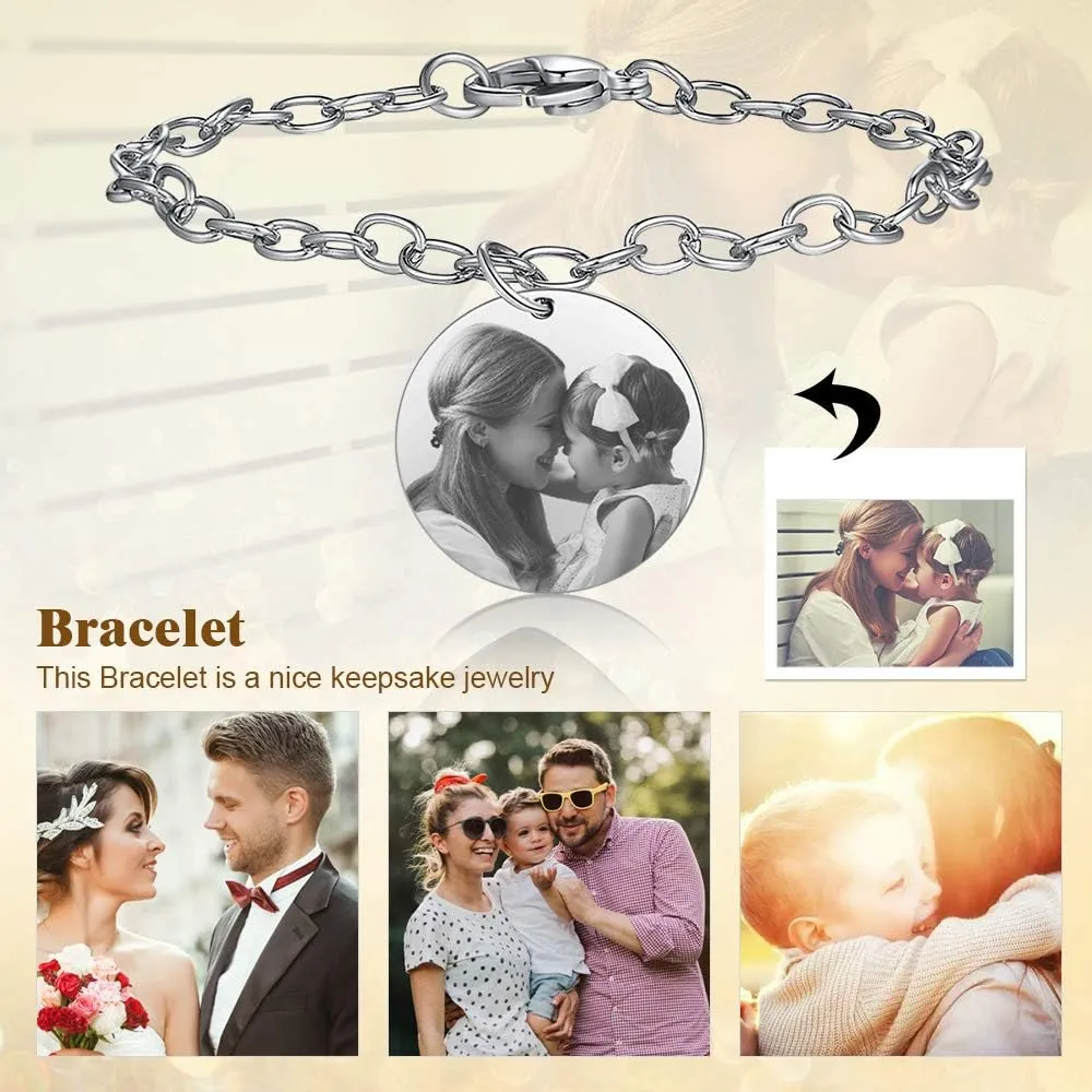 ROSI Personalized Bracelets with Picture Inside, Custom Projection Bracelets with Photos, Picture Bracelet Personalized Photo Gifts, Memorial Gifts for Women Mom Family Couple Girl
