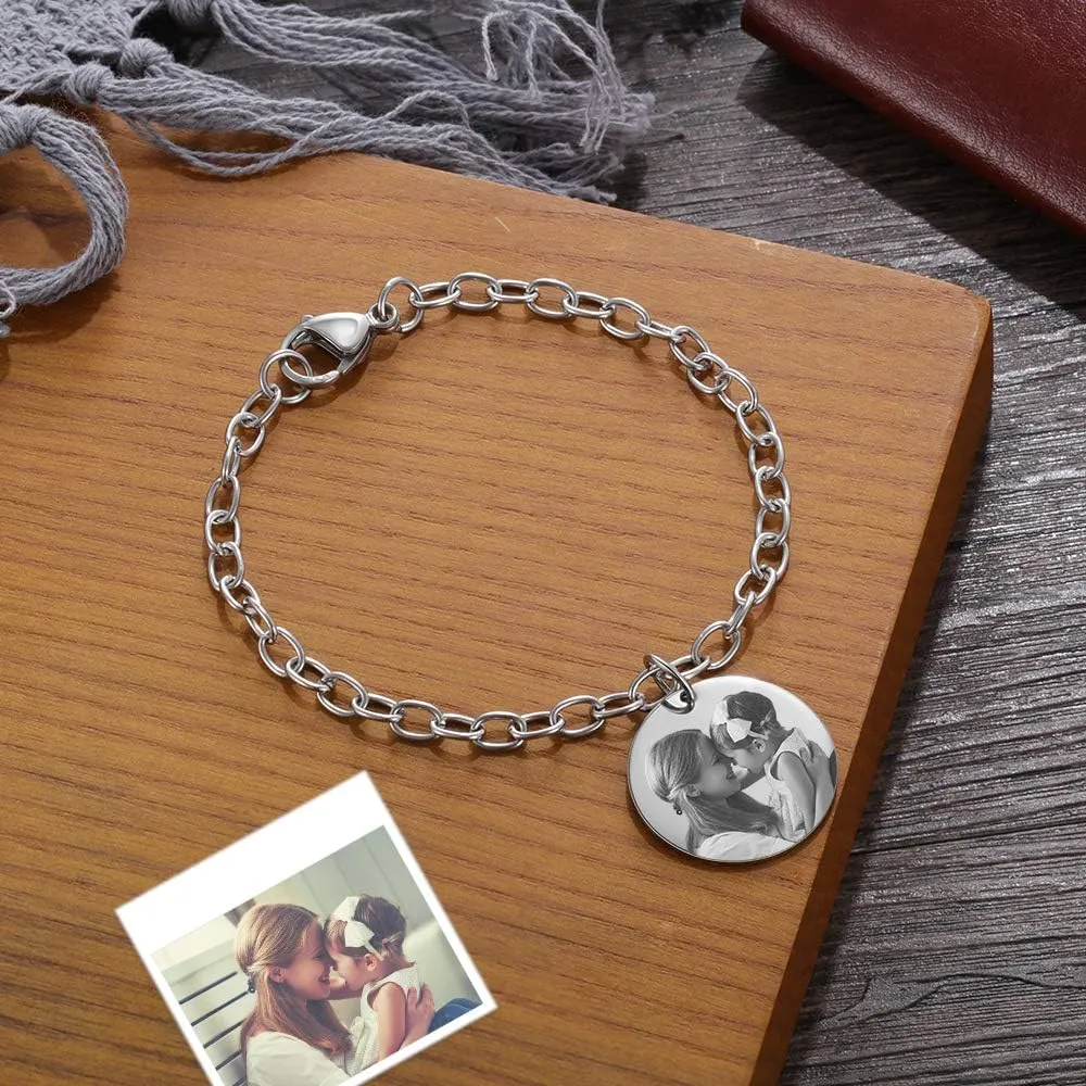 ROSI Personalized Bracelets with Picture Inside, Custom Projection Bracelets with Photos, Picture Bracelet Personalized Photo Gifts, Memorial Gifts for Women Mom Family Couple Girl