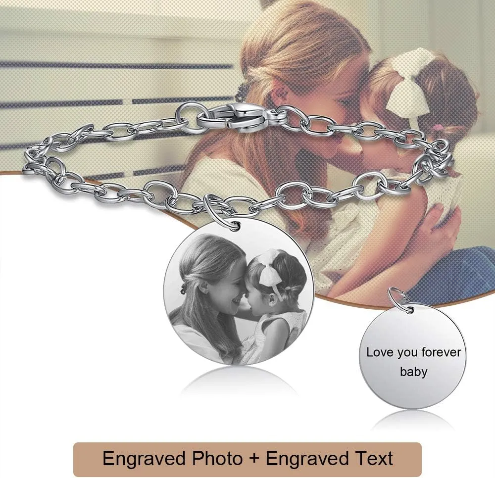 ROSI Personalized Bracelets with Picture Inside, Custom Projection Bracelets with Photos, Picture Bracelet Personalized Photo Gifts, Memorial Gifts for Women Mom Family Couple Girl