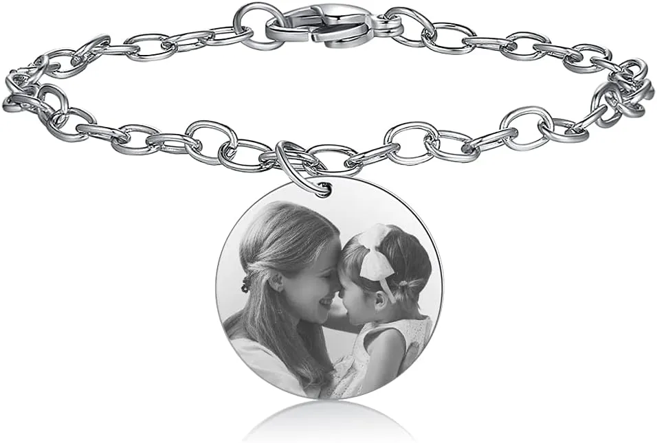 ROSI Personalized Bracelets with Picture Inside, Custom Projection Bracelets with Photos, Picture Bracelet Personalized Photo Gifts, Memorial Gifts for Women Mom Family Couple Girl