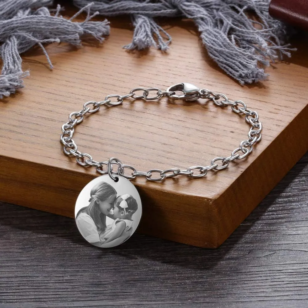 ROSI Personalized Bracelets with Picture Inside, Custom Projection Bracelets with Photos, Picture Bracelet Personalized Photo Gifts, Memorial Gifts for Women Mom Family Couple Girl