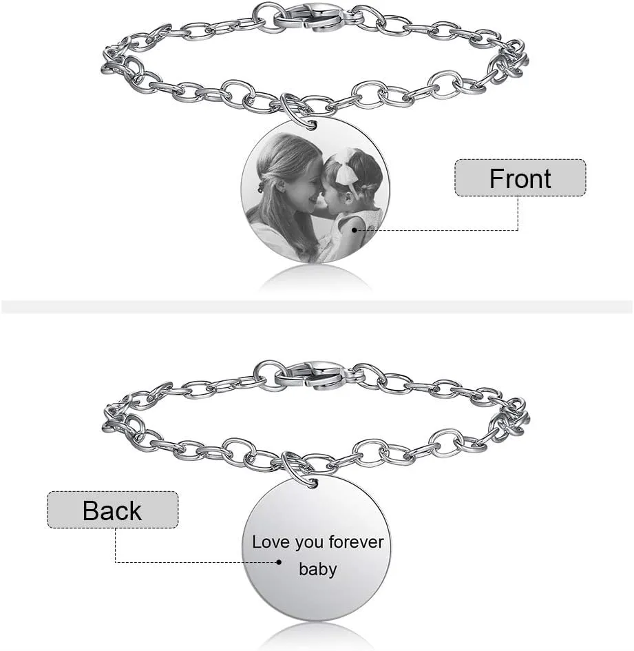 ROSI Personalized Bracelets with Picture Inside, Custom Projection Bracelets with Photos, Picture Bracelet Personalized Photo Gifts, Memorial Gifts for Women Mom Family Couple Girl