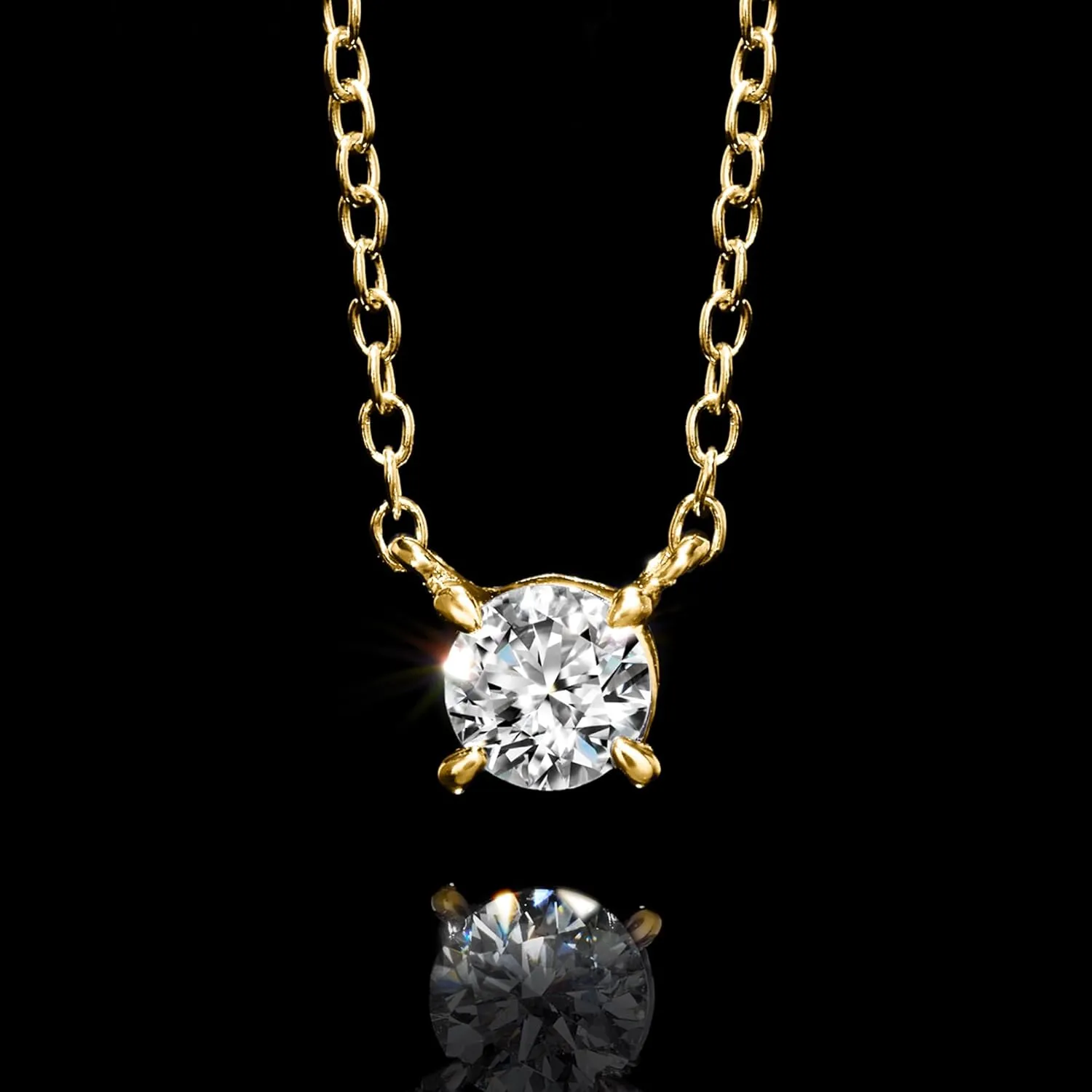 Ross-Simons 0.15 Carat Lab-Grown Diamond Solitaire Necklace in 18kt Gold Over Sterling
