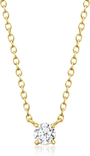 Ross-Simons 0.15 Carat Lab-Grown Diamond Solitaire Necklace in 18kt Gold Over Sterling