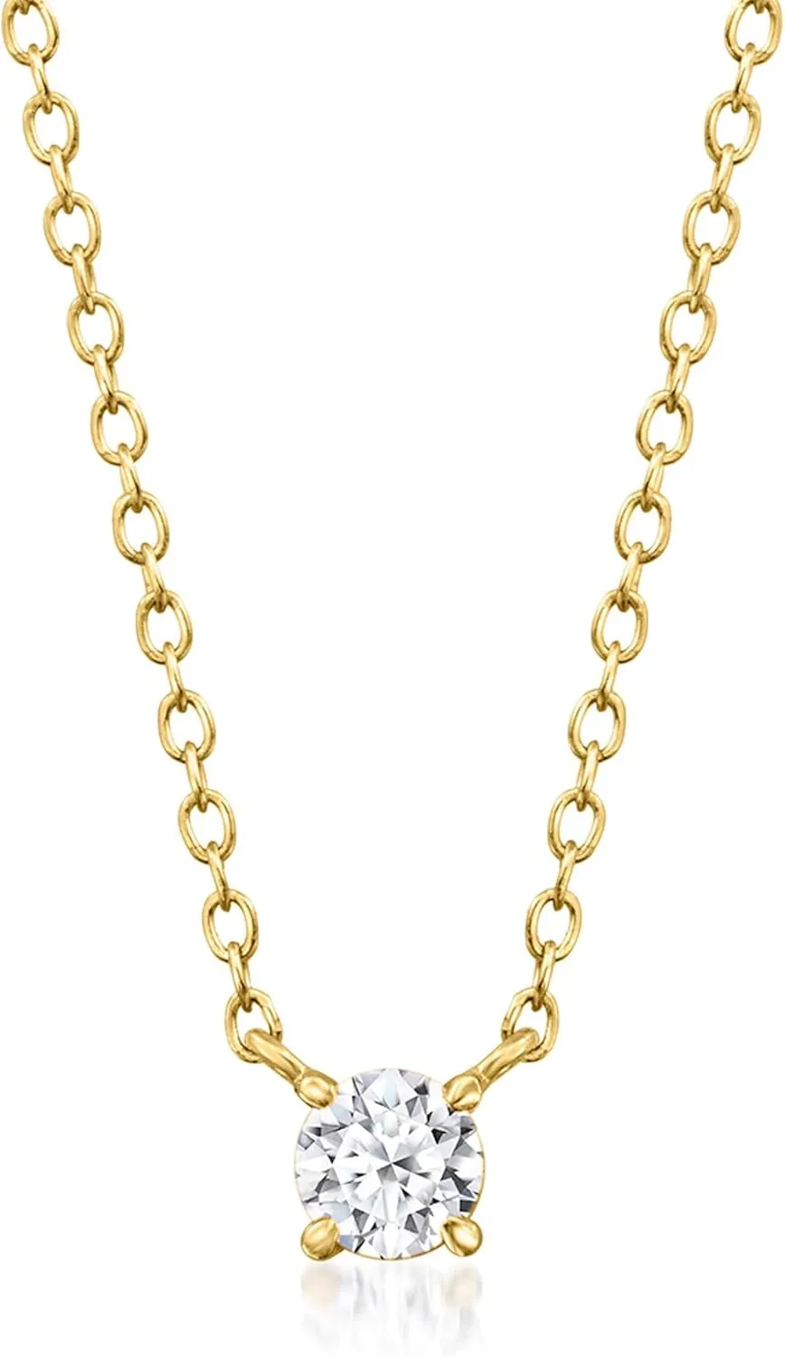 Ross-Simons 0.15 Carat Lab-Grown Diamond Solitaire Necklace in 18kt Gold Over Sterling