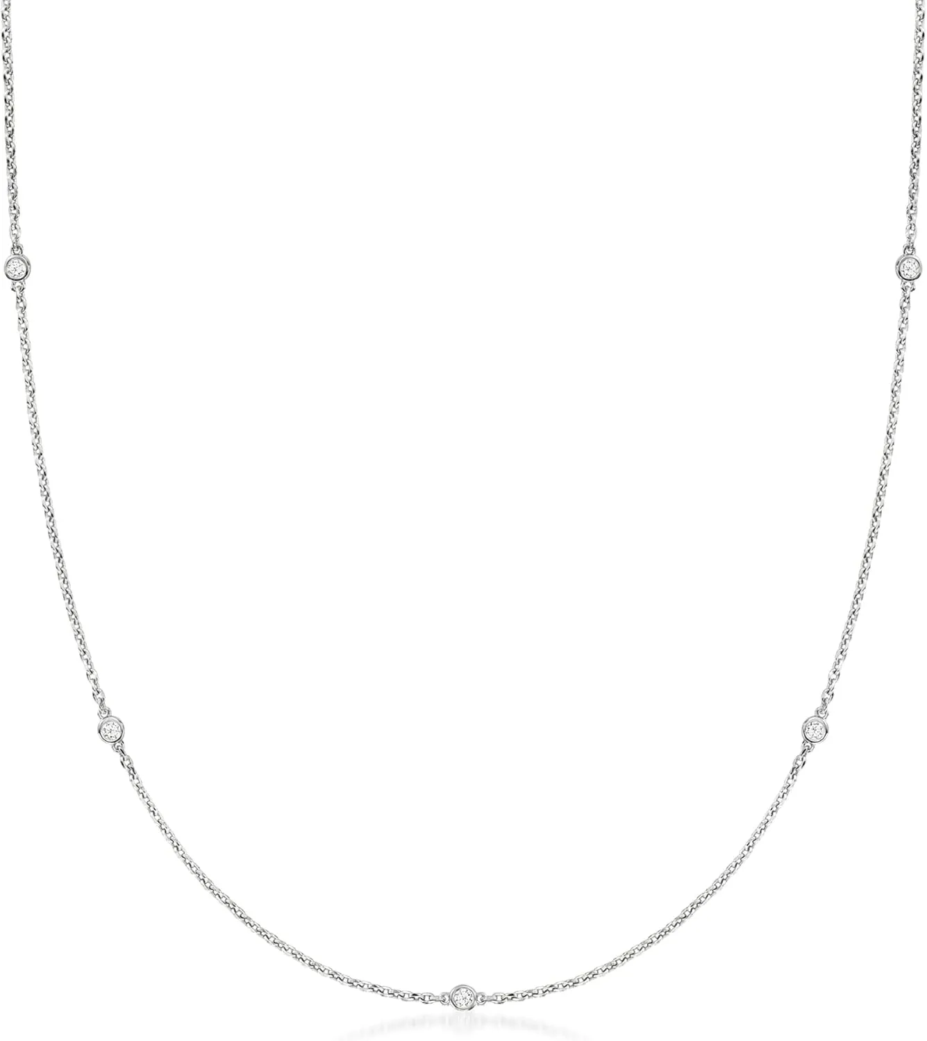 Ross-Simons 0.20 ct. t.w. Lab-Grown Diamond Station Necklace in Sterling Silver