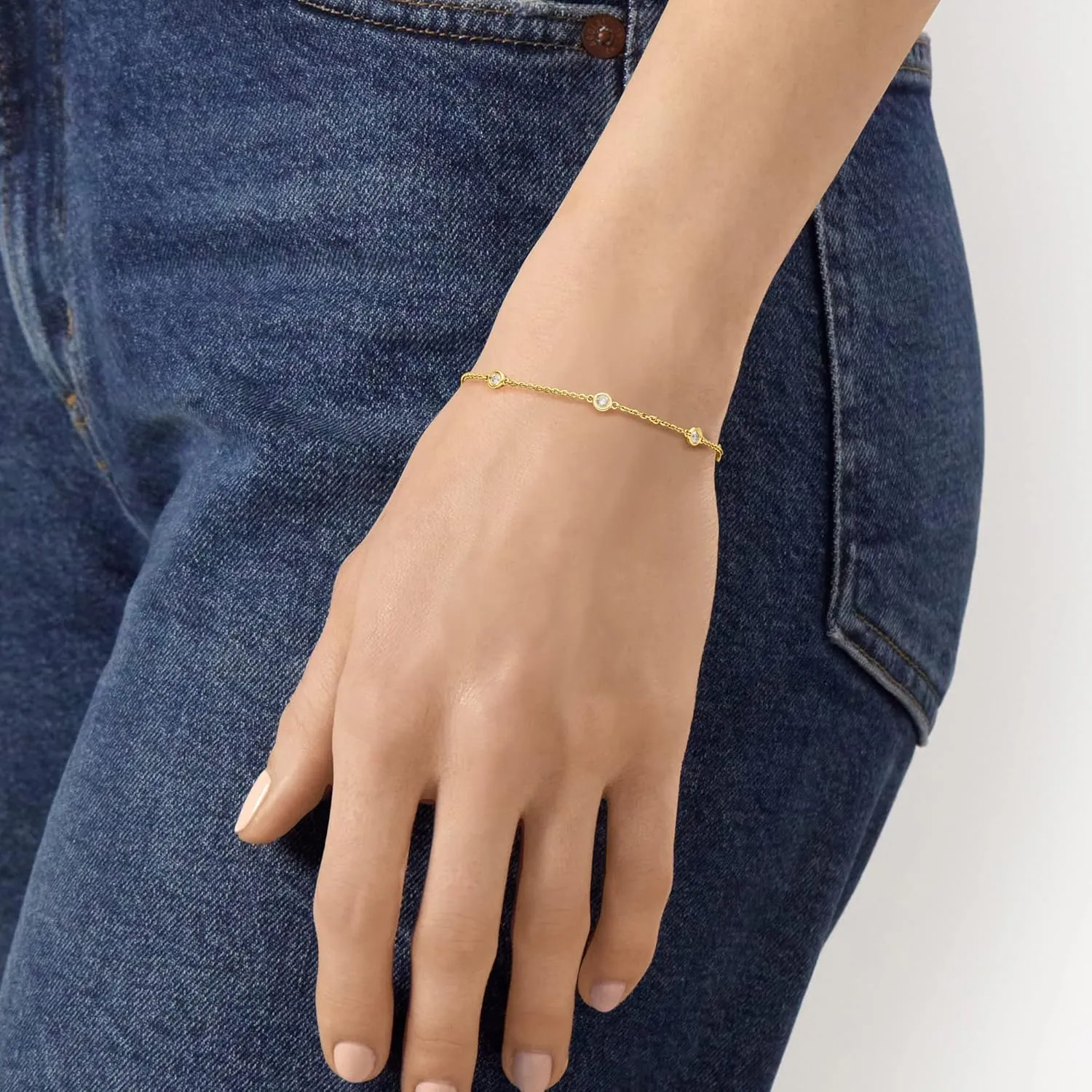 Ross-Simons 0.50 ct. t.w. Diamond Station Bracelet in 14kt Yellow Gold