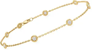 Ross-Simons 0.50 ct. t.w. Diamond Station Bracelet in 14kt Yellow Gold