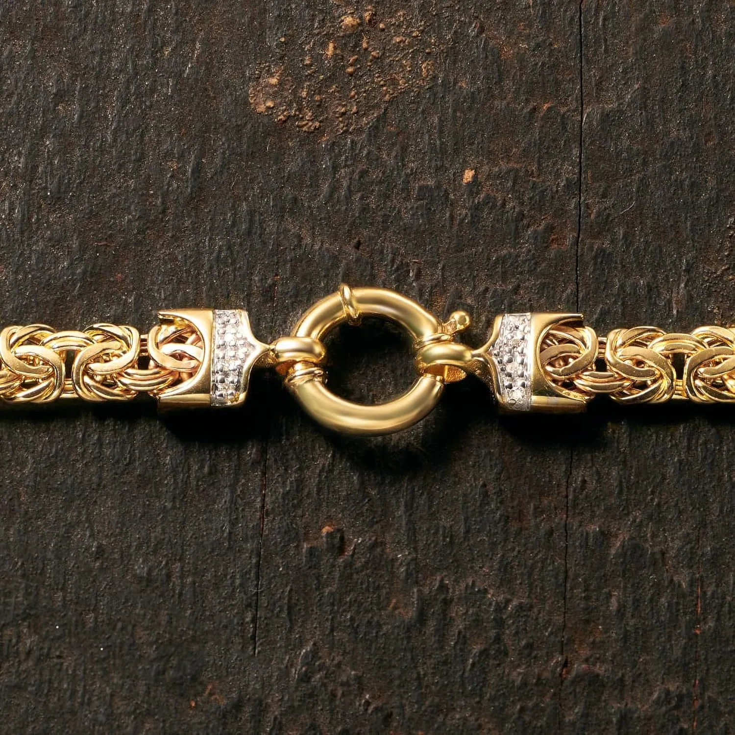 Ross-Simons 14kt Yellow Gold Flat Byzantine Necklace With Diamonds