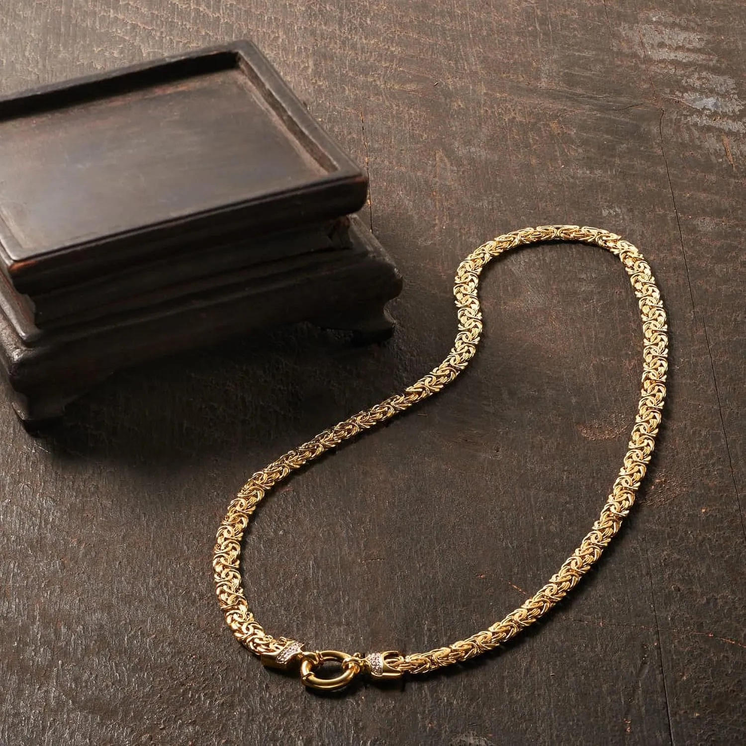 Ross-Simons 14kt Yellow Gold Flat Byzantine Necklace With Diamonds
