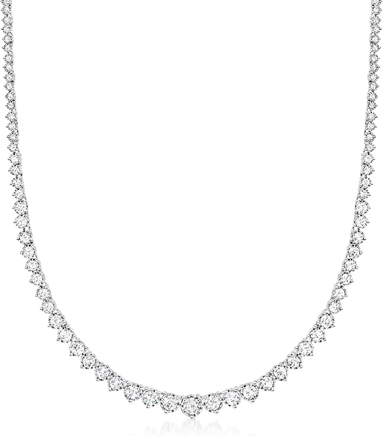 Ross-Simons 5.00 ct. t.w. Graduated Lab-Grown Diamond Tennis Necklace in Sterling Silver