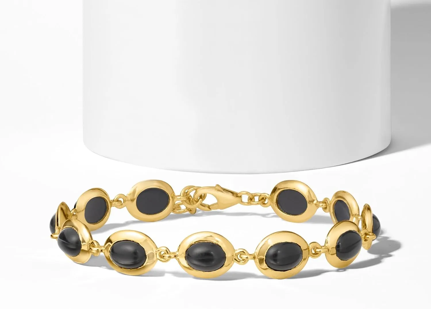 Ross-Simons Black Onyx Bracelet in 18kt Gold Over Sterling
