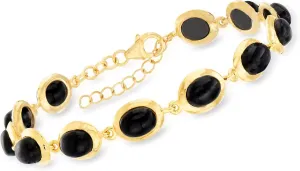 Ross-Simons Black Onyx Bracelet in 18kt Gold Over Sterling