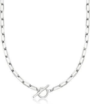 Ross-Simons Sterling Silver Paper Clip Link Toggle Necklace