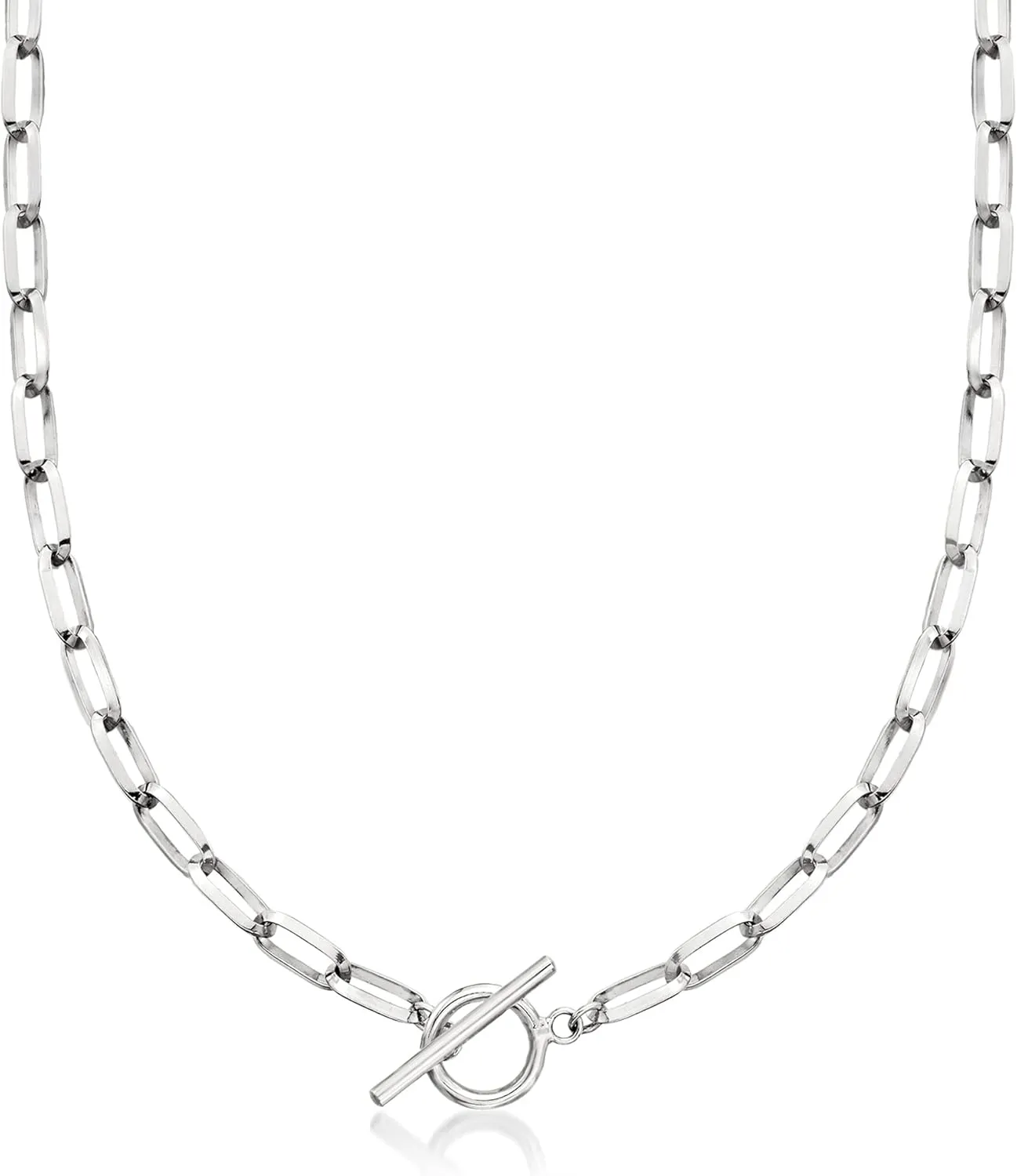 Ross-Simons Sterling Silver Paper Clip Link Toggle Necklace