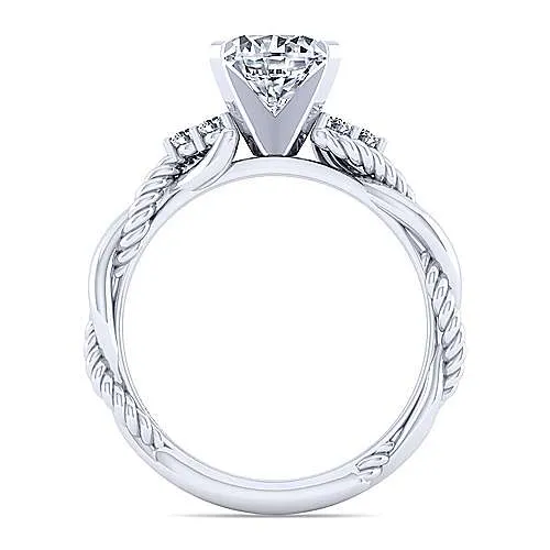 Round Twisted Shank Diamond Ring .12 Cttw 14K White Gold 195A