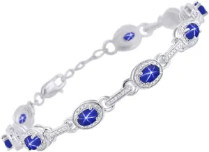 Rylos Tennis Bracelet with Gemstones & Diamond Halo Sterling Silver 925 - Adjustable 7-8" Wrist, 9 Stunning 6x4MM Birthstone Jewelry for Women - Perfect for Friendship and Elegance.