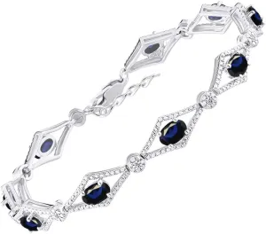 Rylos Women's 925 Sterling Silver Tennis Bracelet - Gemstone & Diamonds - Adjustable to Fit 7-8" Wrist - 9 Beautiful 6X4MM Birthstone Options - Stunning Jewelry for Women - Friendship Bracelets