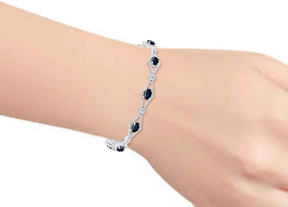 Rylos Women's 925 Sterling Silver Tennis Bracelet - Gemstone & Diamonds - Adjustable to Fit 7-8" Wrist - 9 Beautiful 6X4MM Birthstone Options - Stunning Jewelry for Women - Friendship Bracelets